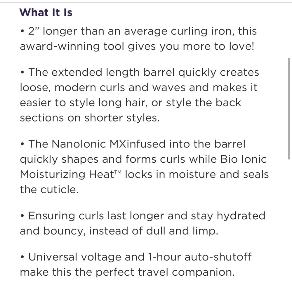 Bioionic Curling iron 1 1/4” (1.25”) Extra long - Picture 8 of 8